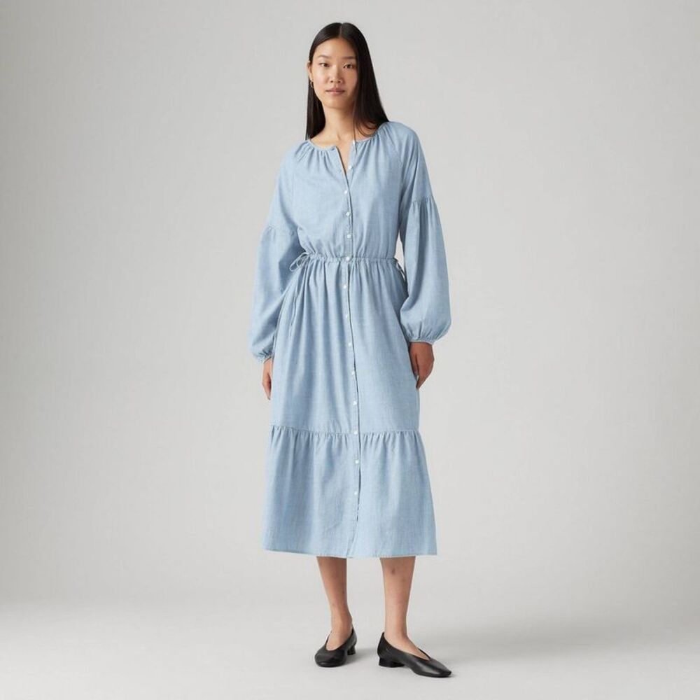 Levi's Powder Blue Button-Front Midi Dress